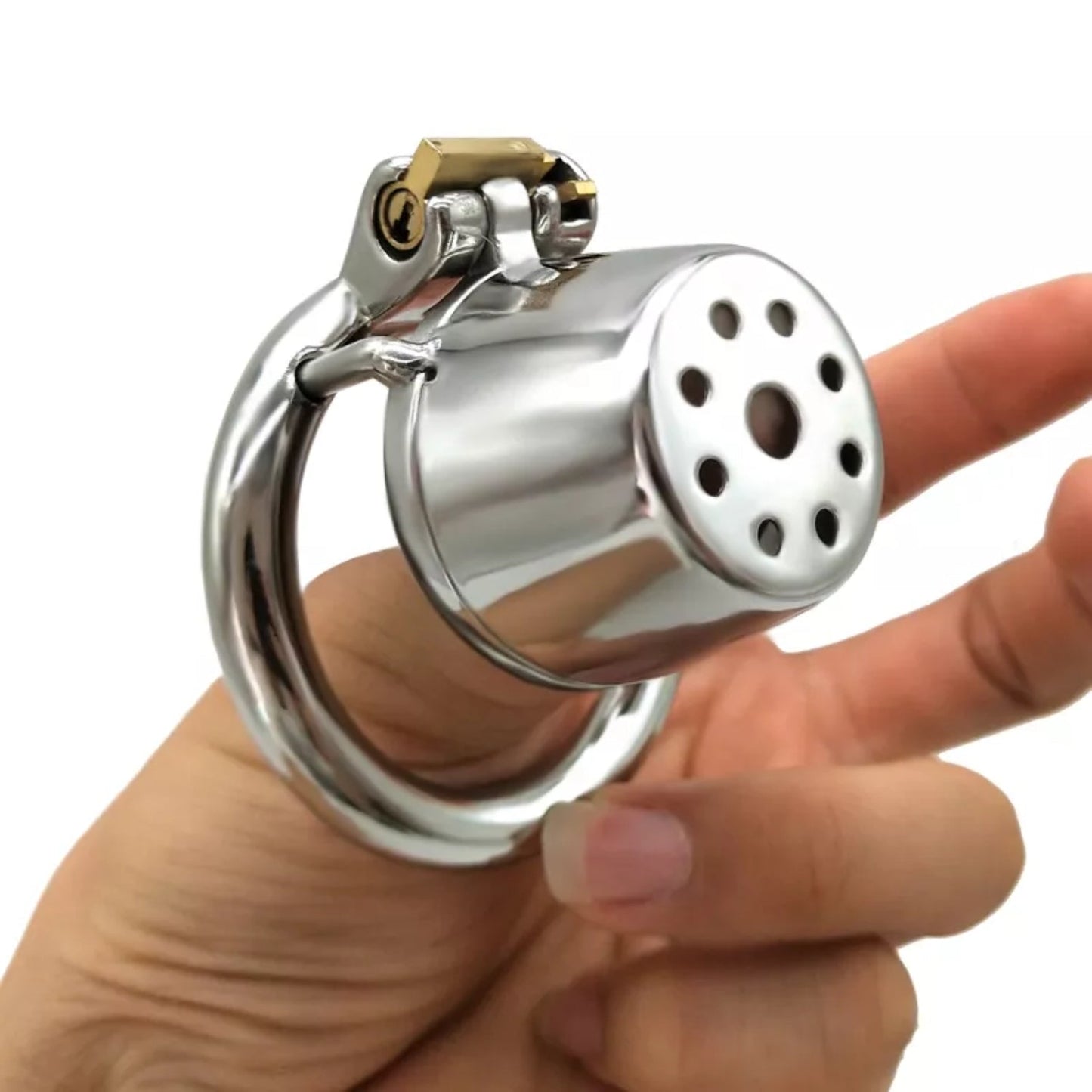 Stainless Steel Small Anti Pull-out Chastity Cage #80 with 45 mm Ring