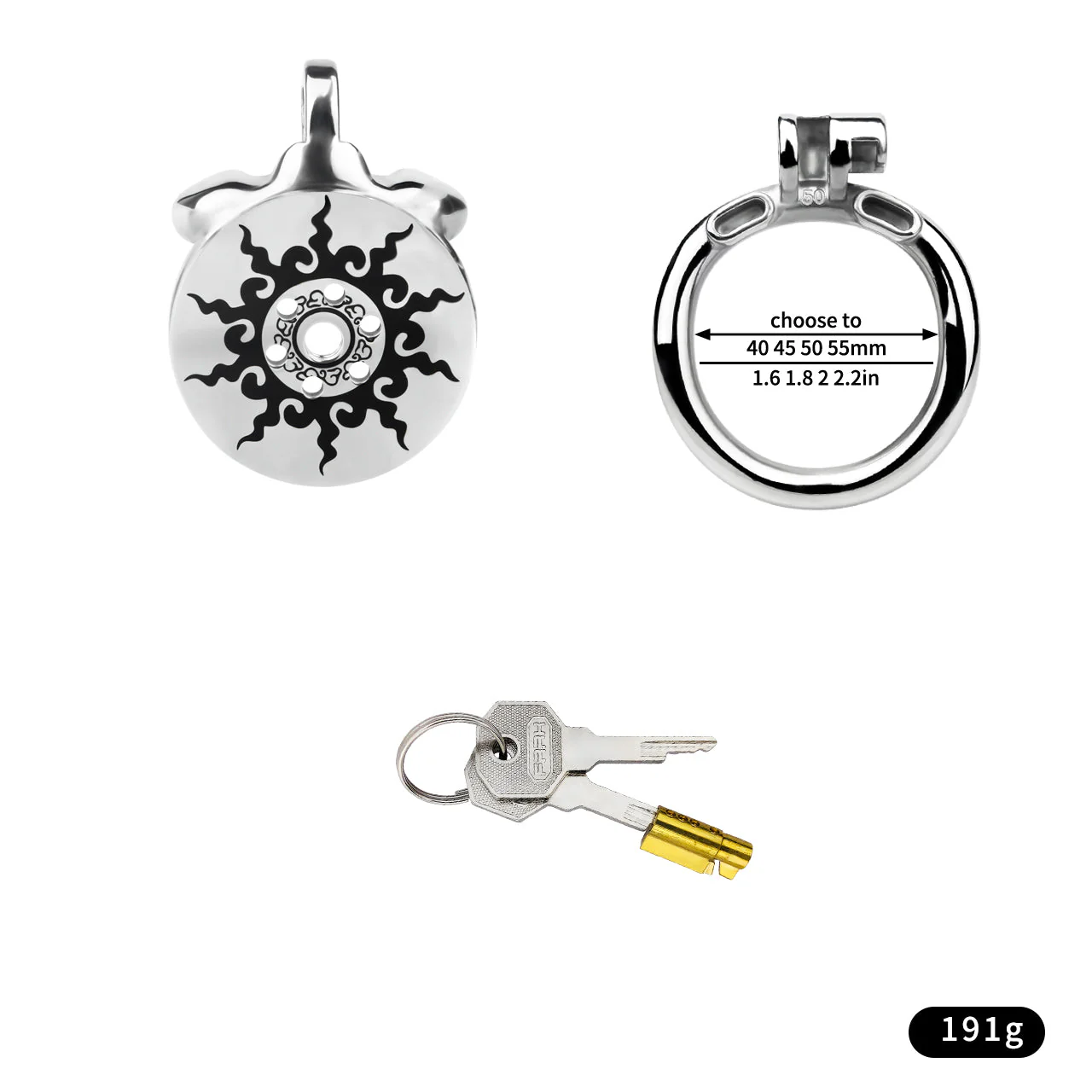 Stainless Steel SunForge Flat Chastity Cage 45 mm #309A