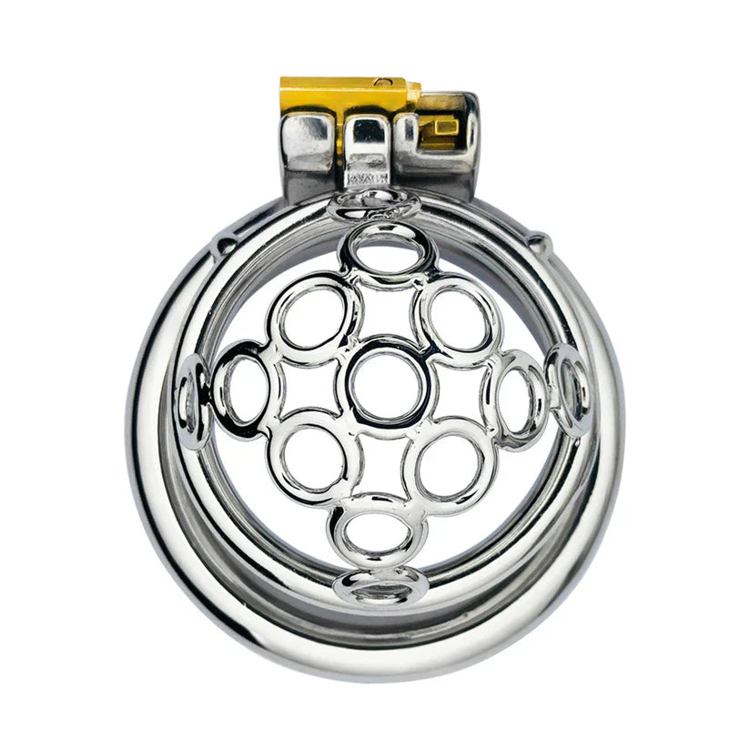 Stainless Steel Welded Circles Chastity Cage 45 mm Round Ring #172C