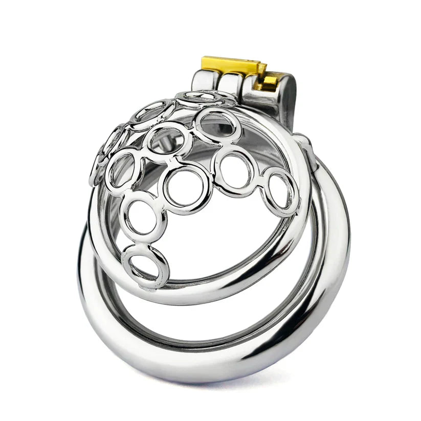 Stainless Steel Welded Circles Chastity Cage 45 mm Round Ring #172C