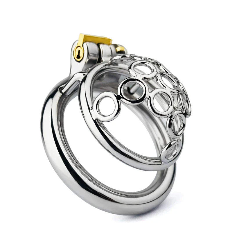 Stainless Steel Welded Circles Chastity Cage 45 mm Round Ring #172C