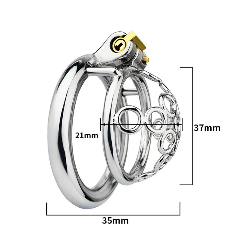 Stainless Steel Welded Circles Chastity Cage 45 mm Round Ring #172C