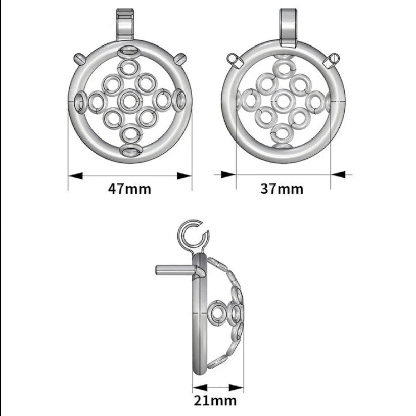 Stainless Steel Welded Circles Chastity Cage 45 mm Round Ring #172C