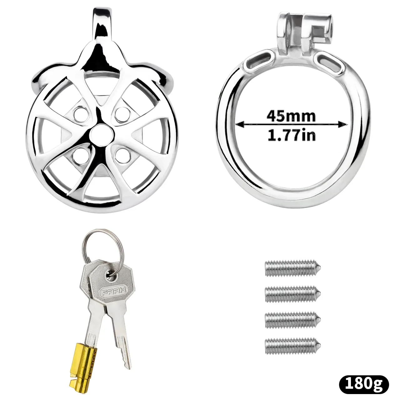 Stainless Steel Wheel Chastity Cage with Removeable Spikes 45 mm #3247