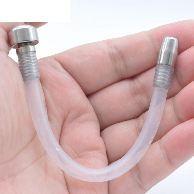 Stainless Steel and Silicone Male Urethral Catheter Tube Chastity Cage