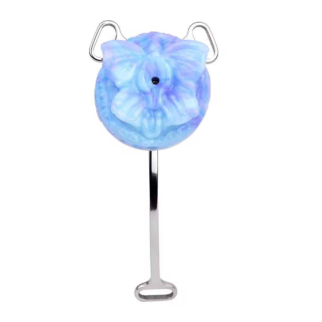 Stainless Steel Blue Butterfly Clit Chastity Cage Set #3233 Ice Dragon (with Black Belt)