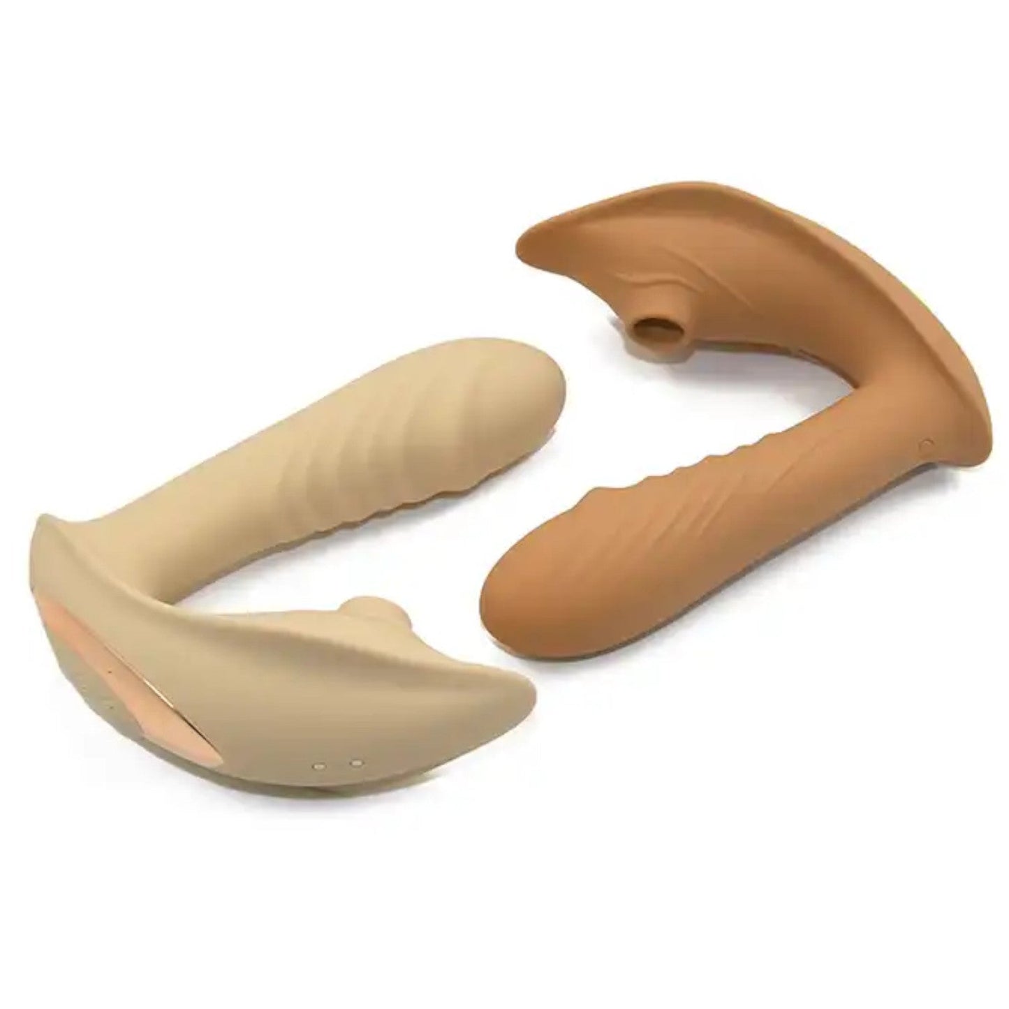 Stylish Vibes Silicone Wearable Clitoral Sucking and Rotating G-Spot Vibrator Light Brown