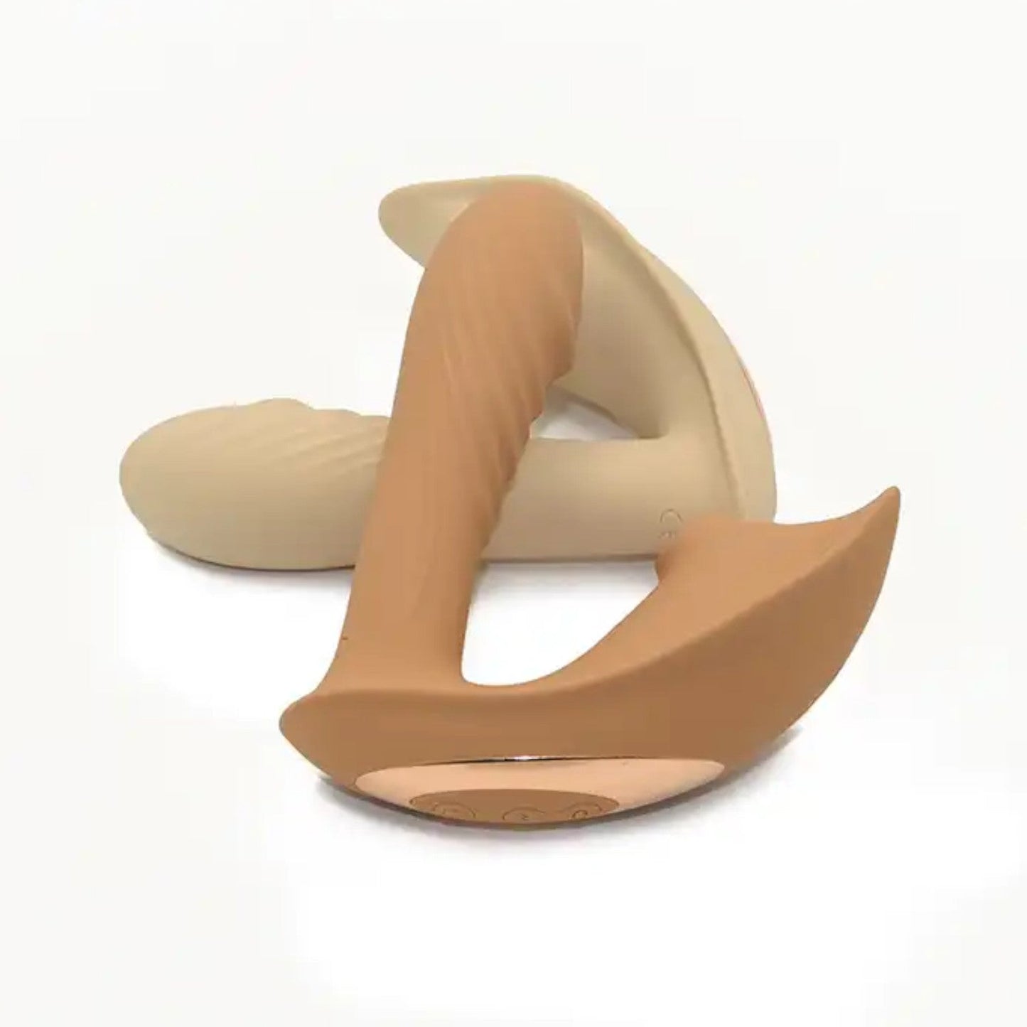 Stylish Vibes Silicone Wearable Clitoral Sucking and Rotating G-Spot Vibrator Light Brown