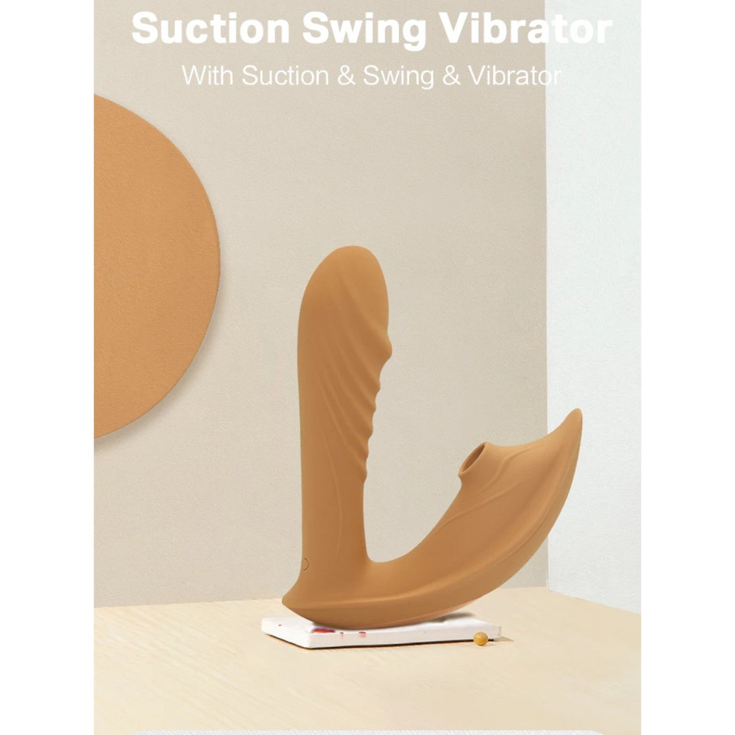Stylish Vibes Silicone Wearable Clitoral Sucking and Rotating G-Spot Vibrator Light Brown