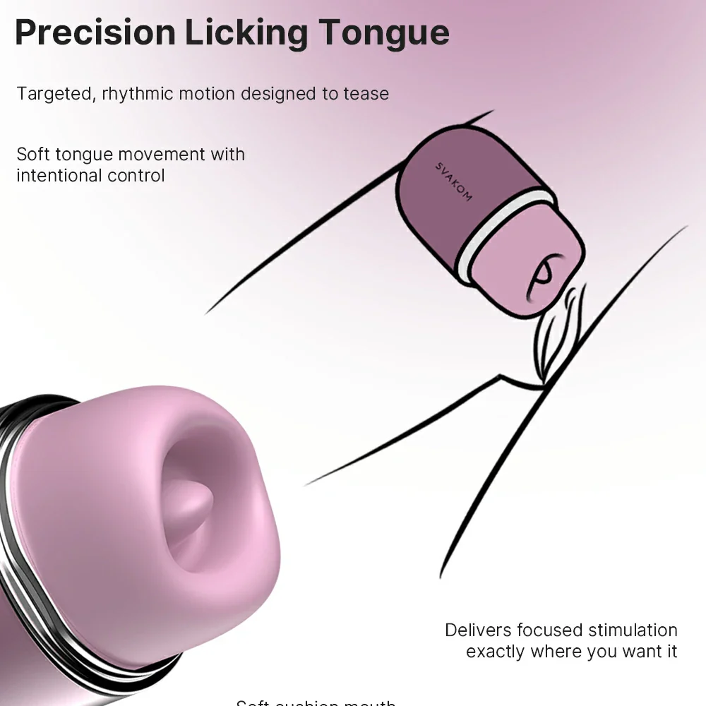 SVAKOM Klitty Interactive App-Controlled Tongue Licking & Suction Vibrator - Dusty Lavender
