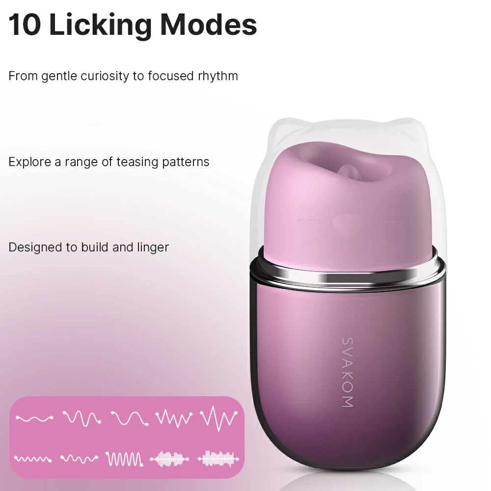 SVAKOM Klitty Interactive App-Controlled Tongue Licking & Suction Vibrator - Dusty Lavender