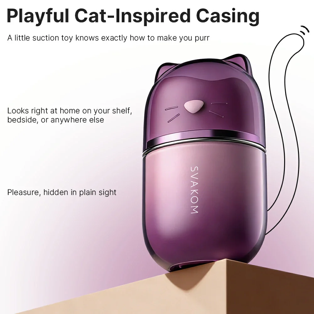 SVAKOM Klitty Interactive App-Controlled Tongue Licking & Suction Vibrator - Dusty Lavender