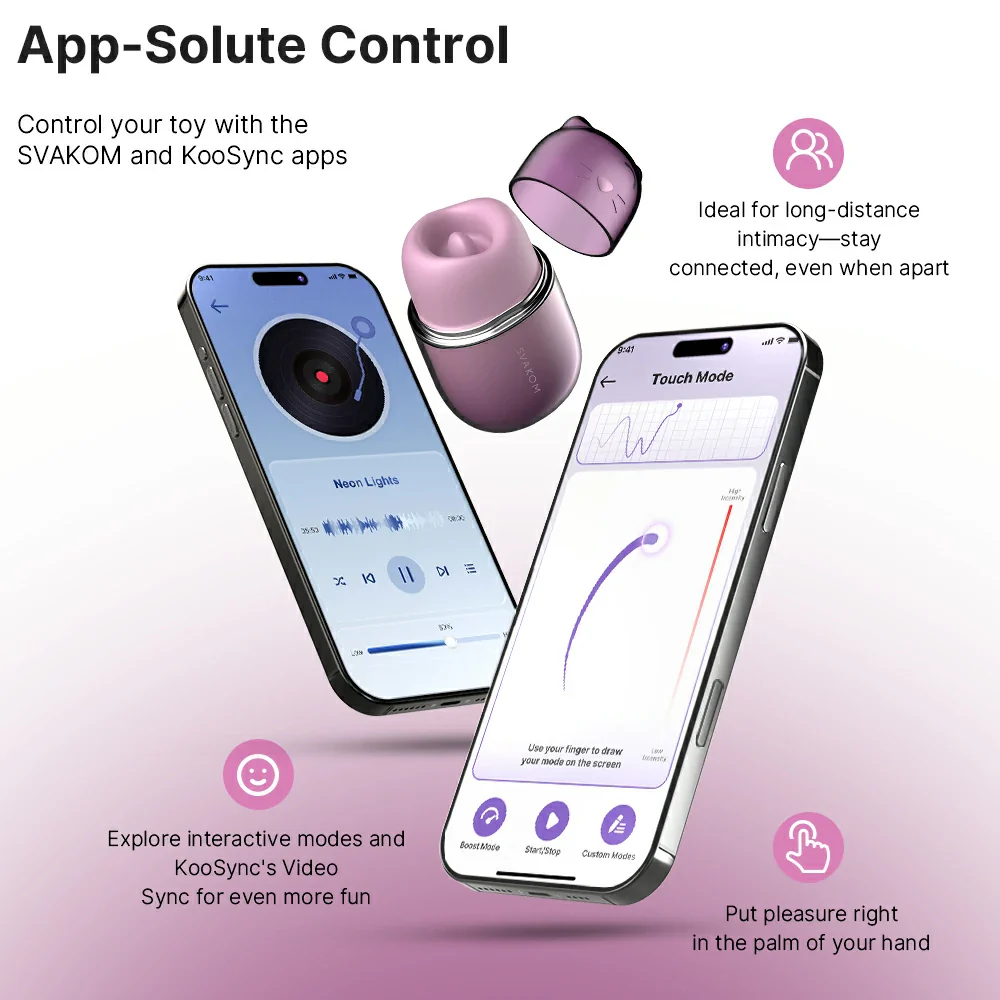 SVAKOM Klitty Interactive App-Controlled Tongue Licking & Suction Vibrator - Dusty Lavender