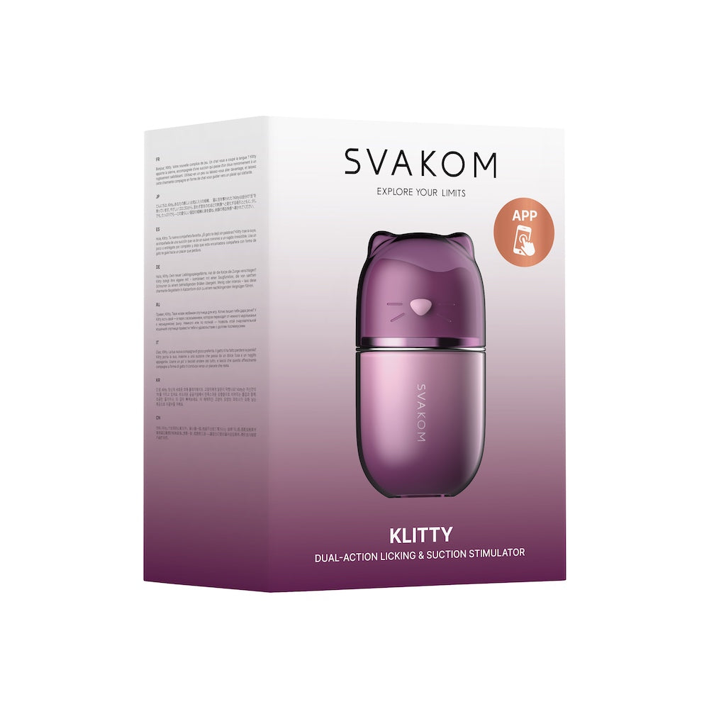 SVAKOM Klitty Interactive App-Controlled Tongue Licking & Suction Vibrator - Dusty Lavender
