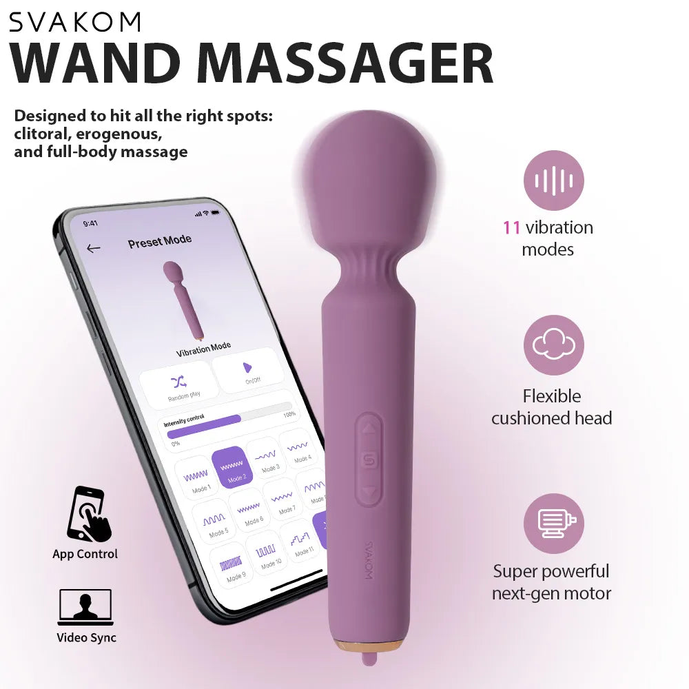 Svakom Mini Emma Neo Interactive Compact Wand Vibrator Romantic Rose