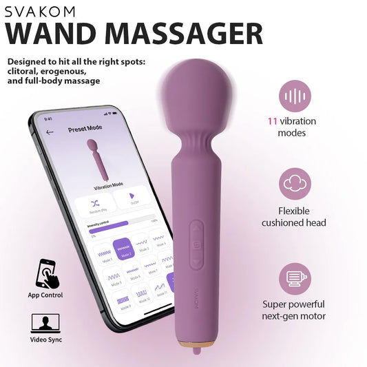 Svakom Mini Emma Neo Interactive Compact Wand Vibrator Romantic Rose