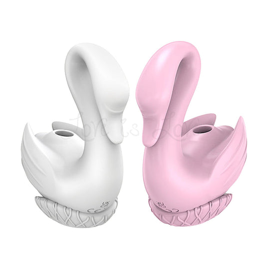 Swan Suction Vibrator with Charging Dock White or Pink [Limited Time O