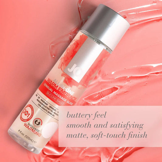 System Jo All in One Warm Embrace Silicone Based Sensual Massage Glide Personal Lubricant 30 ml or 120 ml