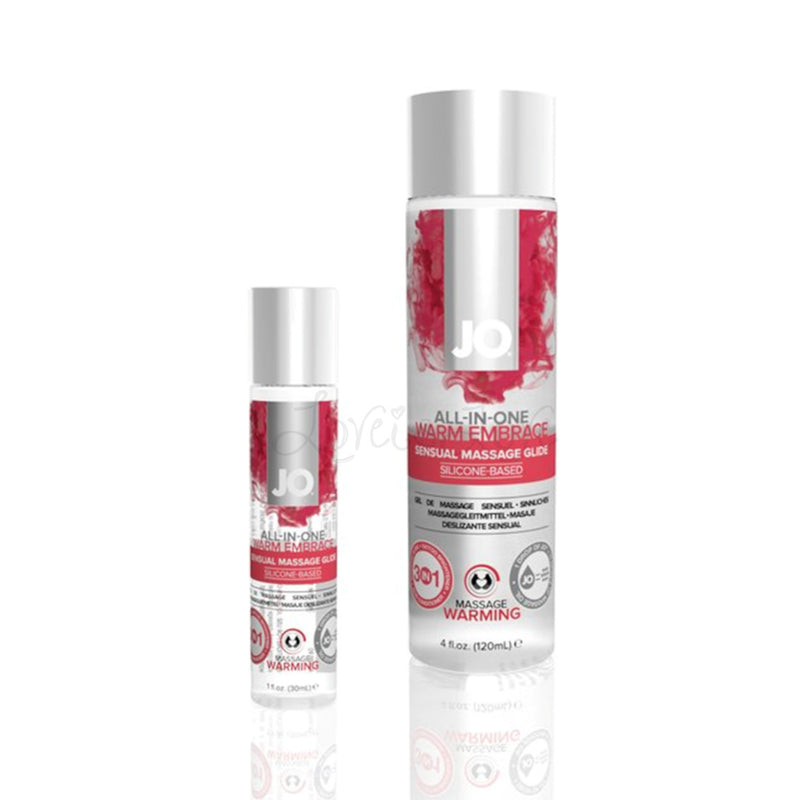 System Jo All in One Warm Embrace Silicone Based Sensual Massage Glide Personal Lubricant 30 ml or 120 ml