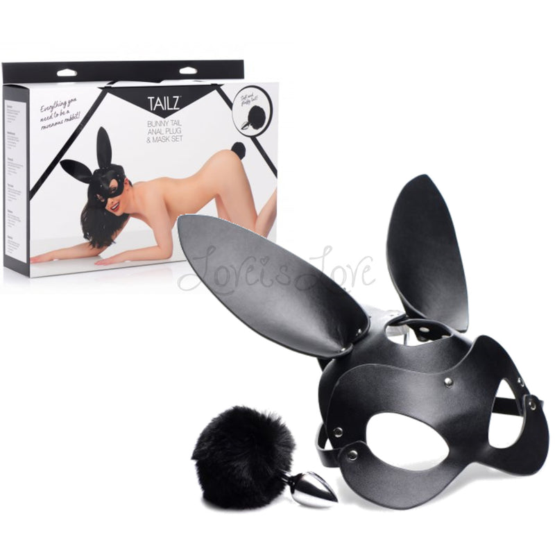 Tailz Bunny Tail Anal Plug and Mask Set