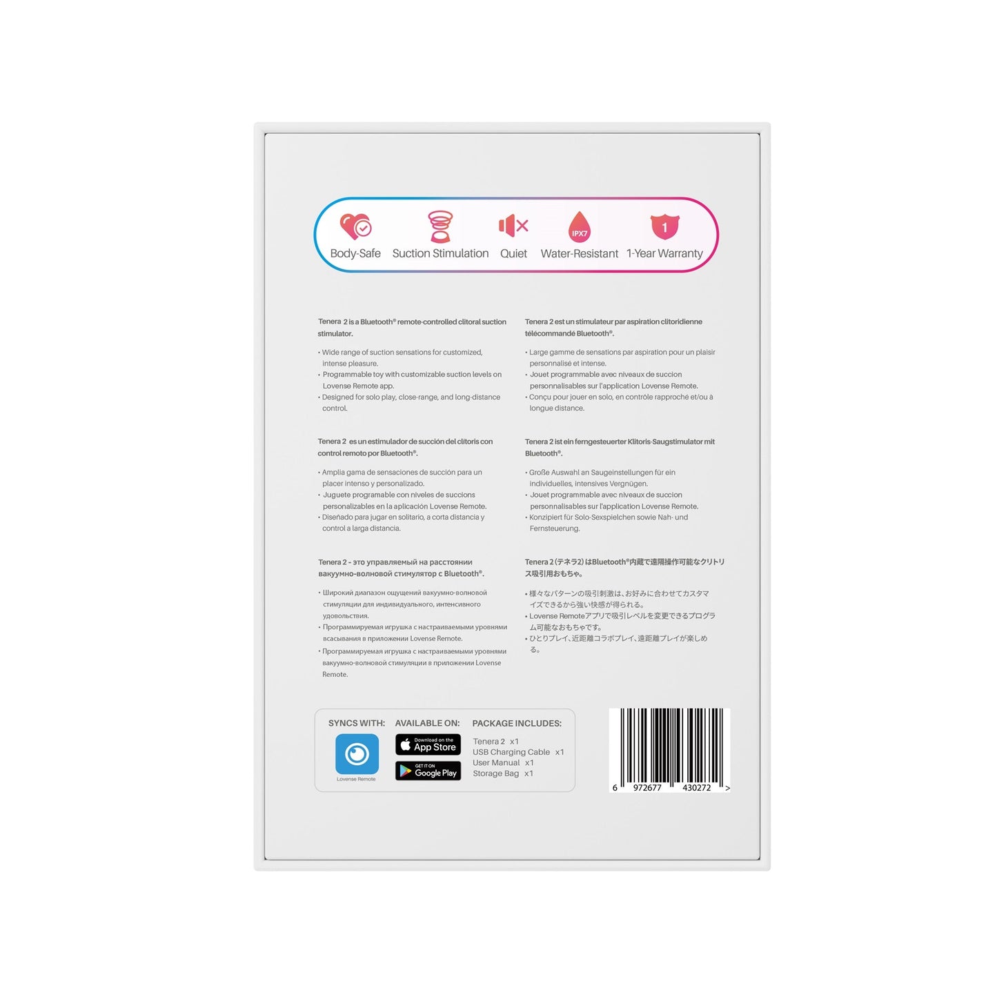 Lovense Tenera 2 App-Controlled Clitoral Suction Stimulator (Unique Suction Sensation)