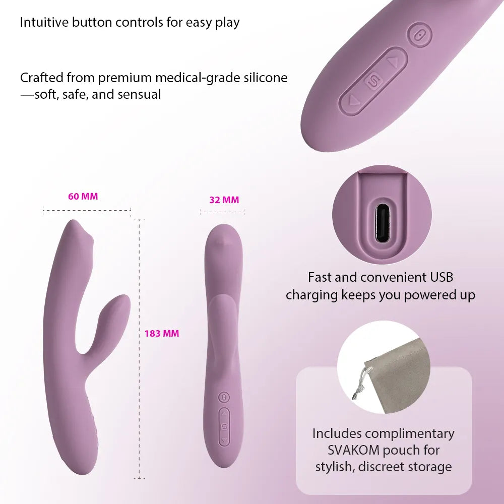 Svakom Trysta Neo App-Controlled Interactive Rabbit Vibrator with G-Spot Ball