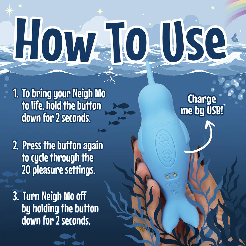 Unihorn of the Sea Neigh Mo The Narwhal Blue Clitoral Vibrator