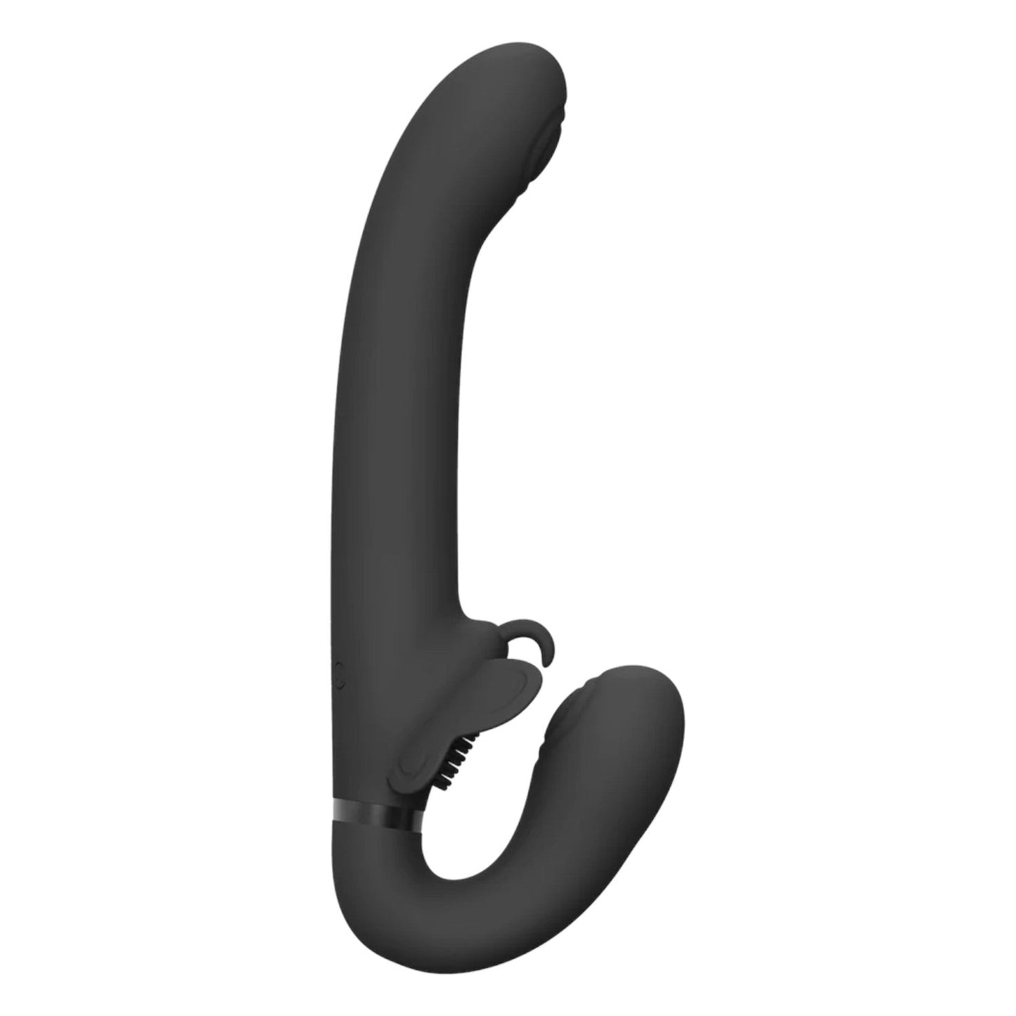 VIVE SATU Rechargeable Triple Motor Pulse-Wave Vibrating Strapless Strap-On Black