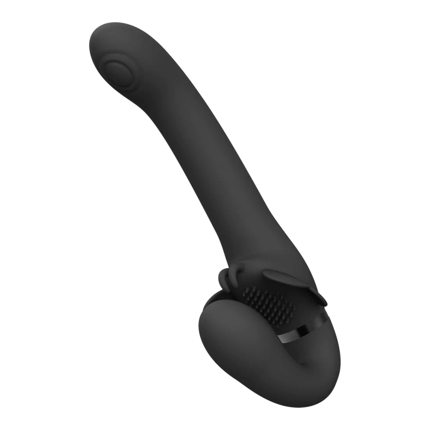 VIVE SATU Rechargeable Triple Motor Pulse-Wave Vibrating Strapless Strap-On Black