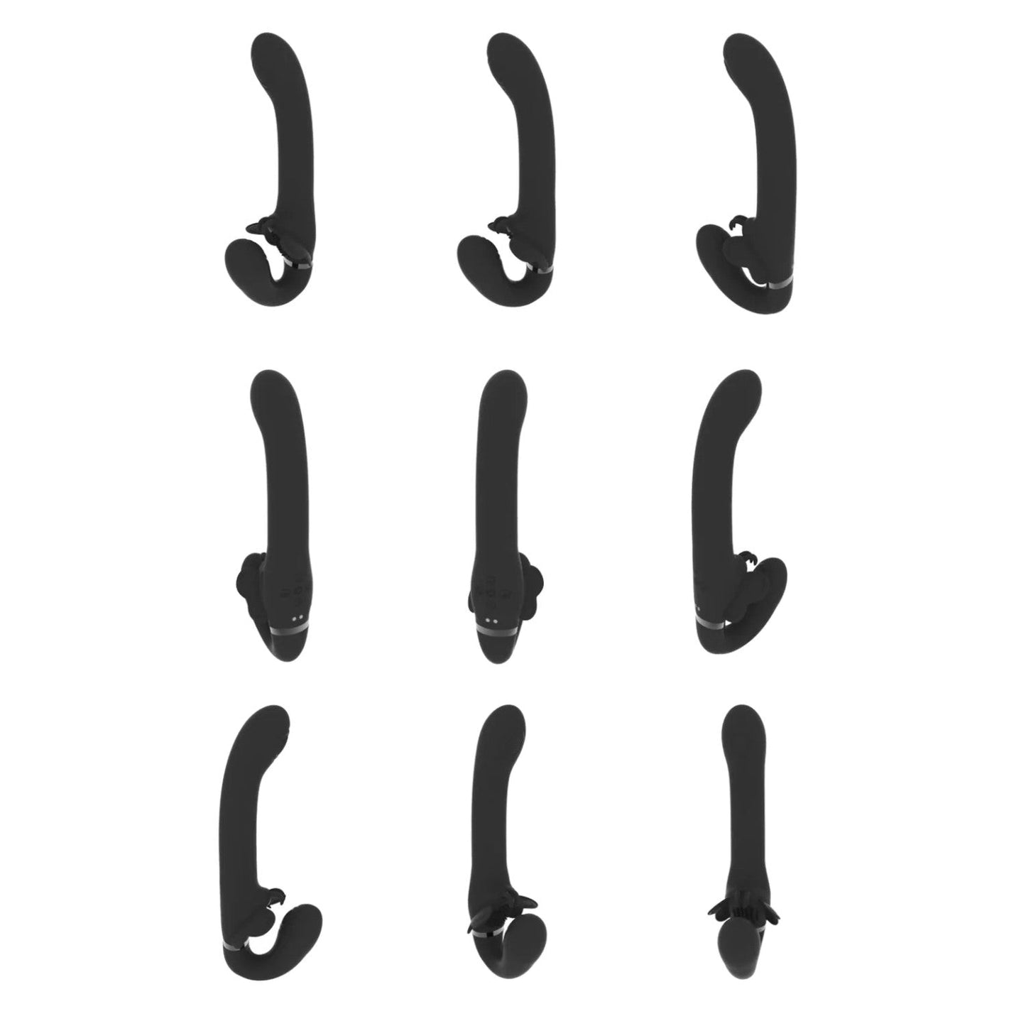 VIVE SATU Rechargeable Triple Motor Pulse-Wave Vibrating Strapless Strap-On Black