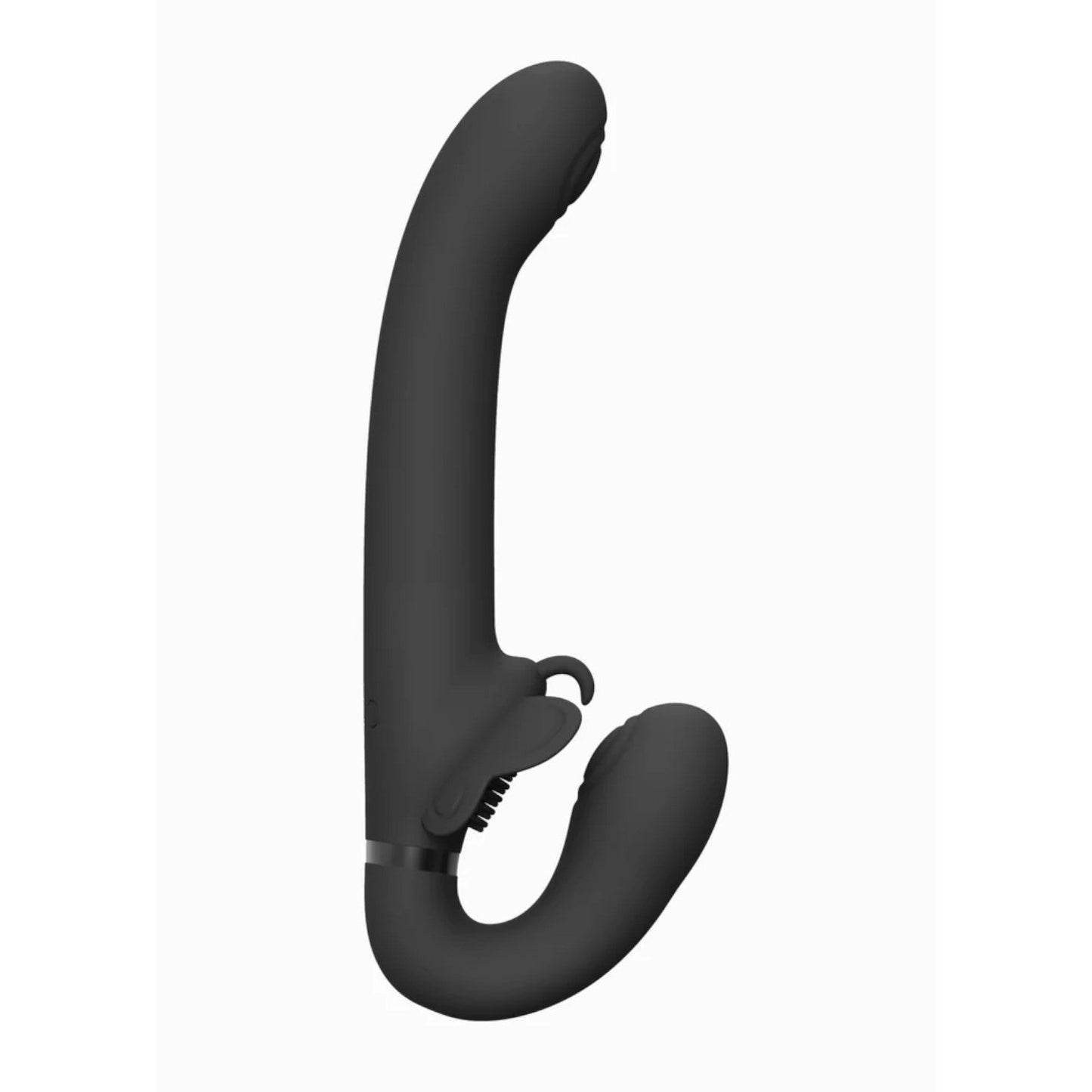 VIVE SATU Rechargeable Triple Motor Pulse-Wave Vibrating Strapless Strap-On Black