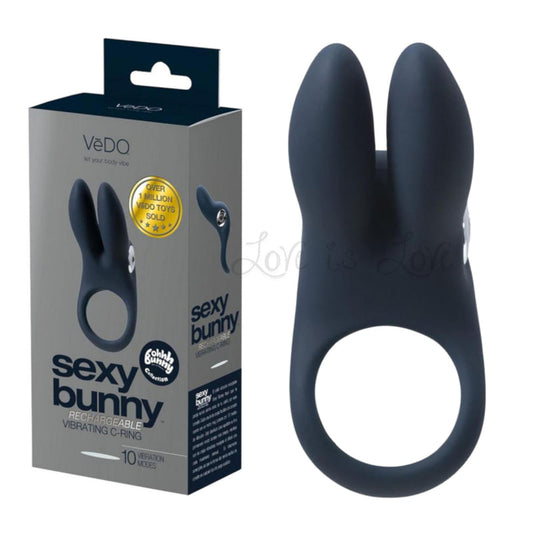 Vedo Sexy Bunny Rechargeable Vibrating C-Ring 10 Vibration Mode Black