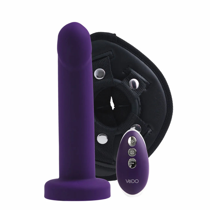 Vedo Strapped Rechargeable Vibrating Strap-On Dildo Just Black