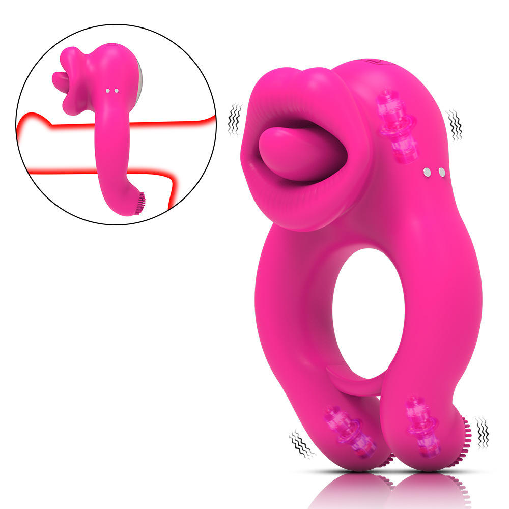 Vibrating Tongue and Ball Stimulation Cock Ring (Limited Period Sale)