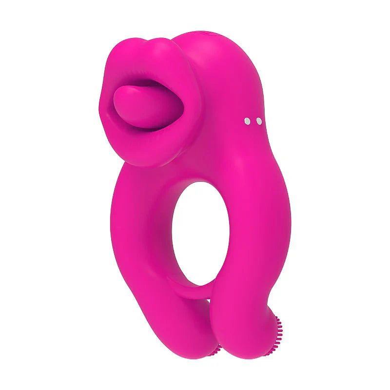 Vibrating Tongue and Ball Stimulation Cock Ring (Limited Period Sale)