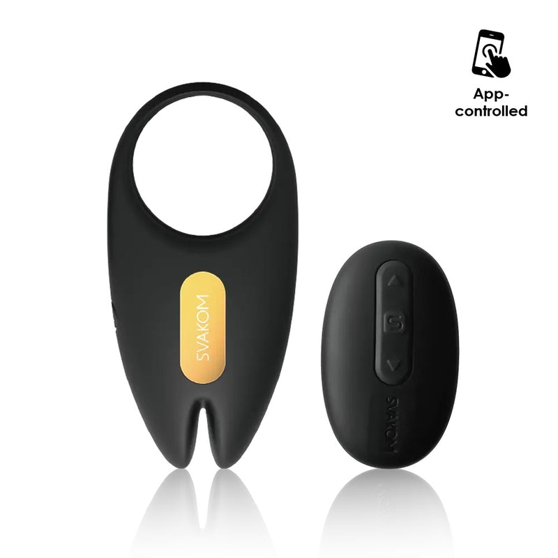 Svakom Winni 2 Wearable App-Controlled and Remote Control Vibrating Penis Ring Black (Brand New Packaging Design)