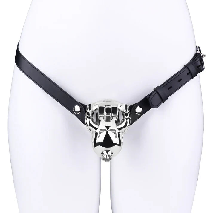 Stainless Steel Weighted Prince Albert Chastity Cage with Belt #262P [SALE]