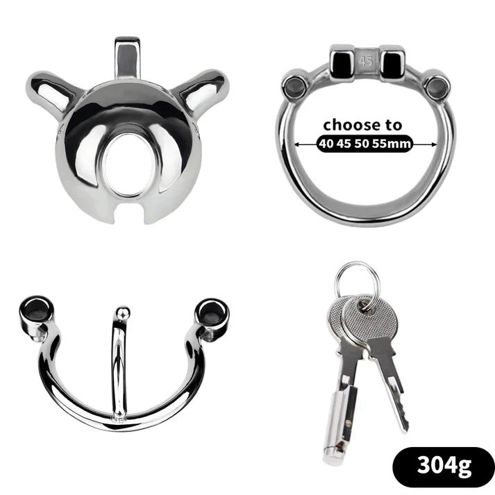 Stainless Steel Weighted Prince Albert Chastity Cage with Belt #262P [SALE]