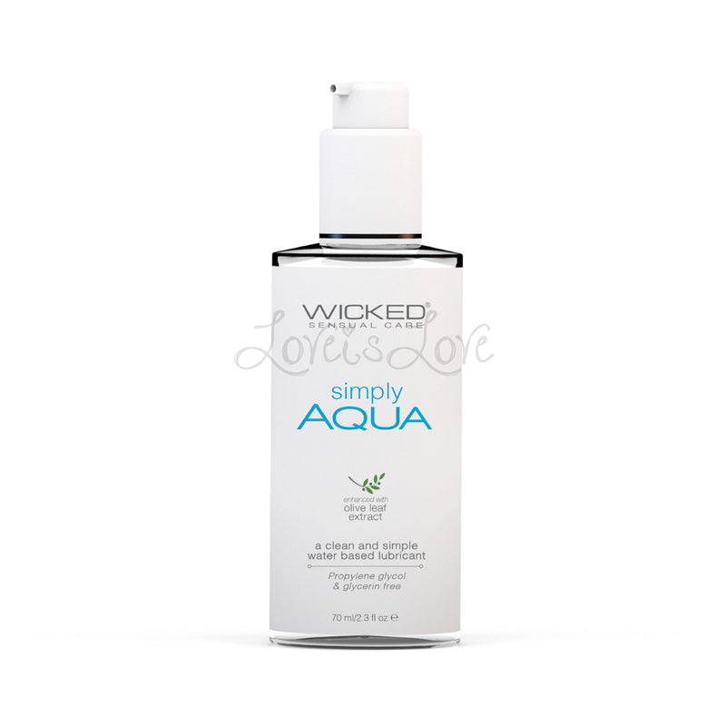 Wicked Sensual Care Simply Aqua Water Based Lubricant 2.3 oz or 4 oz (Propylene Glycol Free)