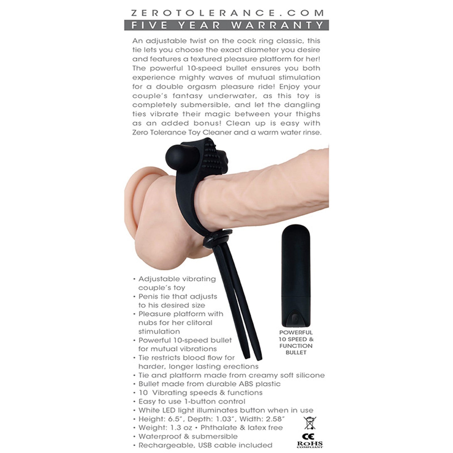 Zero Tolerance Black Tie Affair Adjustable Vibrating Cock Ring