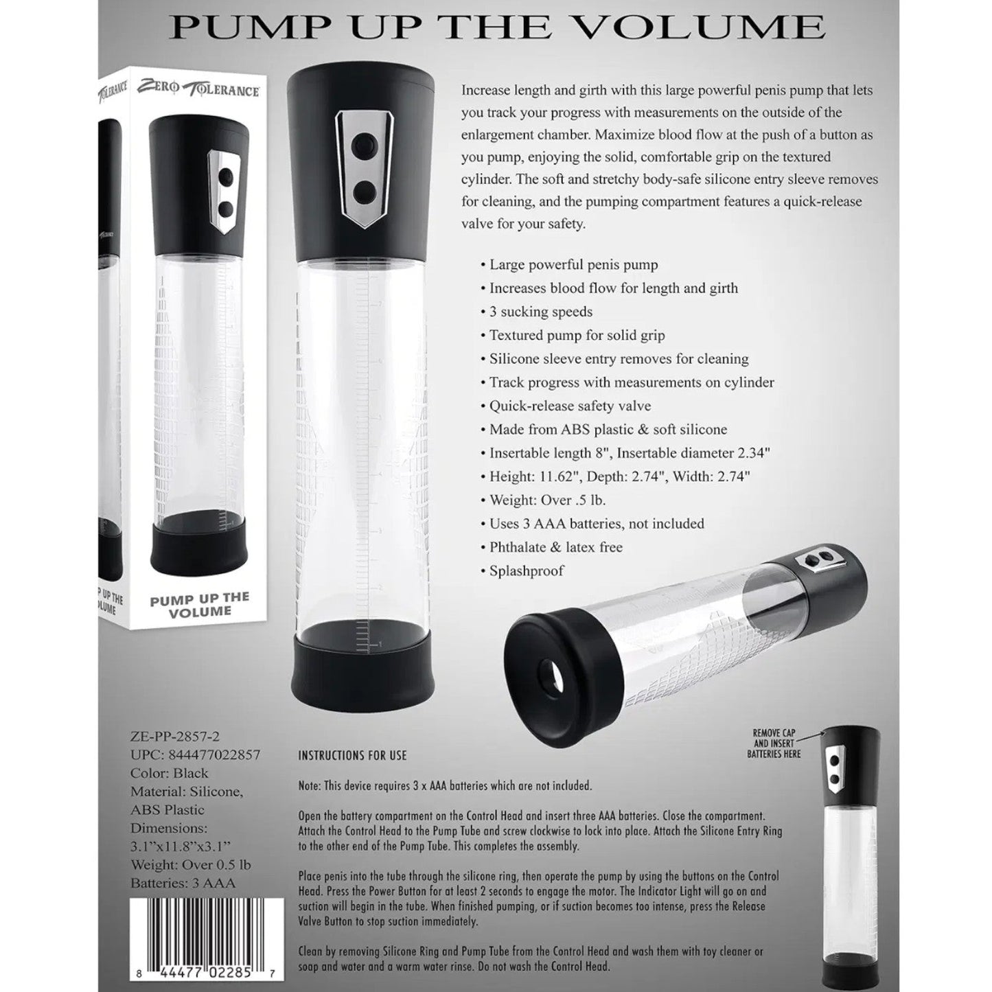 Zero Tolerance Pump Up The Volume Penis Pump Black (Limited Period Sale)