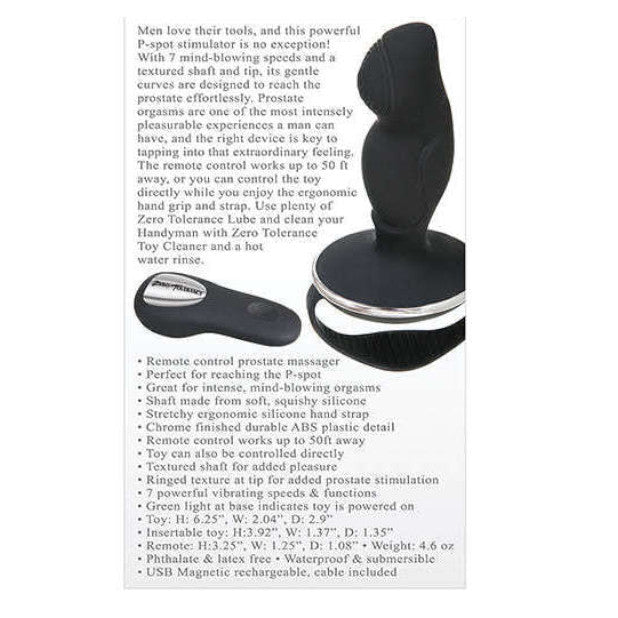 Zero Tolerance The Handyman Vibrating Prostate Massager Black