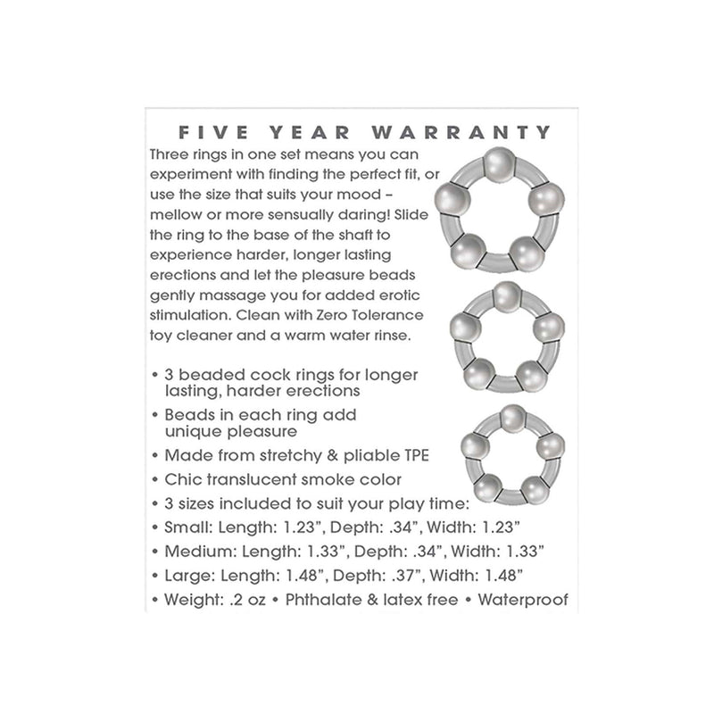 Zero Tolerance Three Amigos Cock Ring Set of Three Smoke