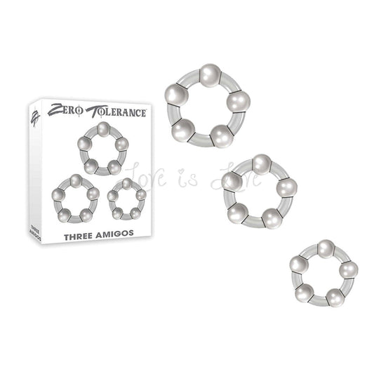 Zero Tolerance Three Amigos Cock Ring Set of Three Smoke