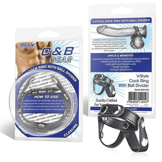Blueline C&B Gear V-Style Cock Ring With Ball Divider