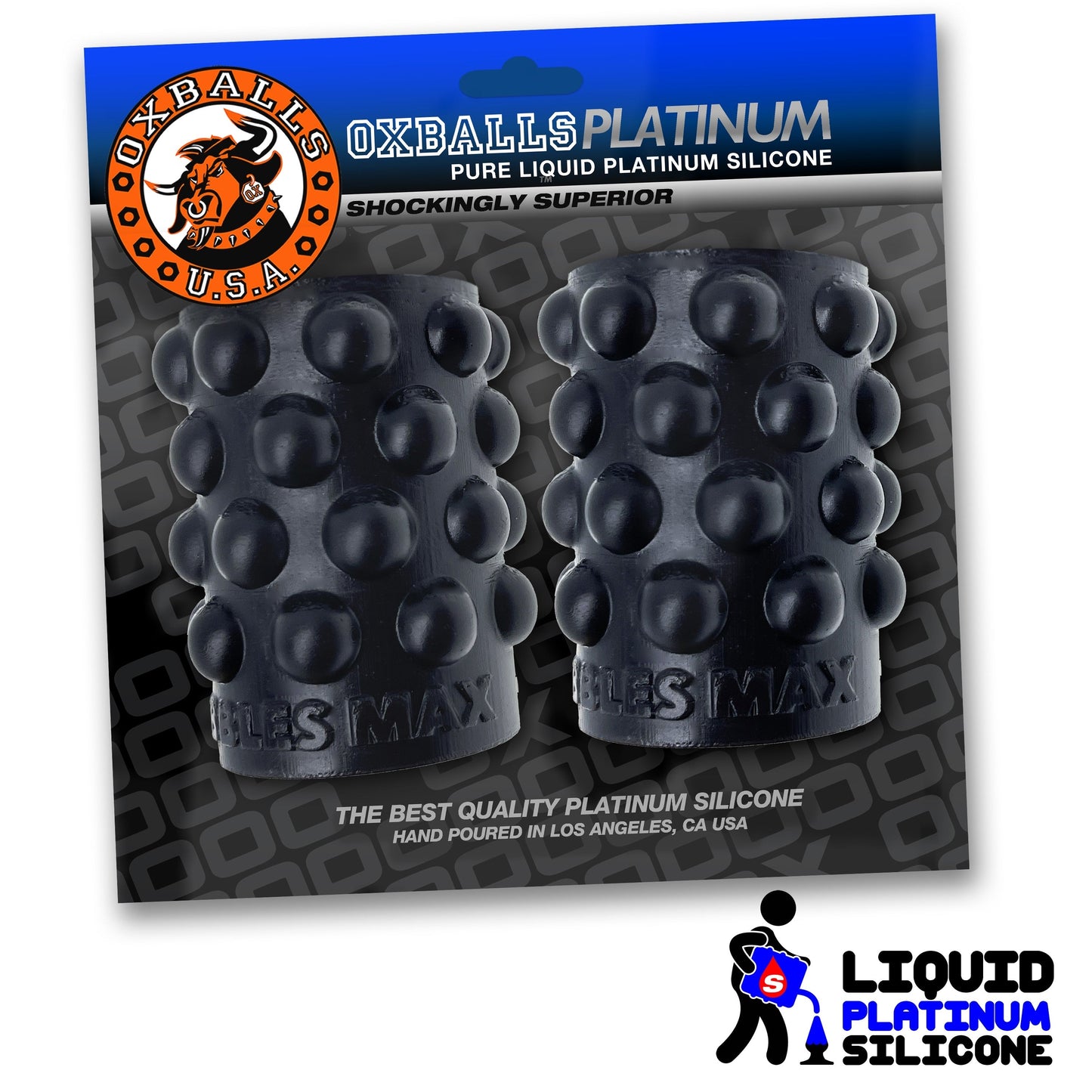 Oxballs Bubbles Max Squishy Bubble-Grip Nipsuckers Max Size Black