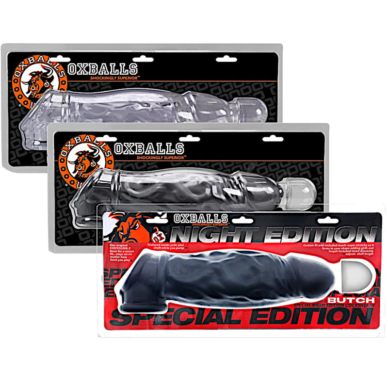 Oxballs Butch Veiny Cocksheath With Ajustable Fit Clear or Steel or Night Edition