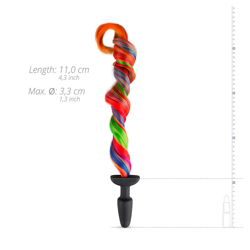 Easytoys Silicone Anal Plug with Rainbow Pony Tail