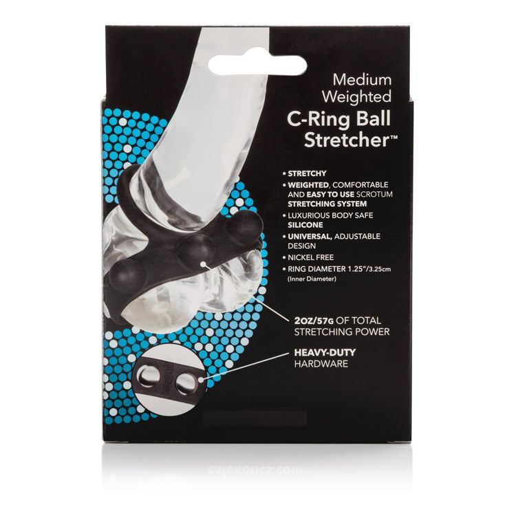 CalExotics Silicone Weighted C-Ring Ball Stretcher Medium (60 G Added Weight - Unique Scrotum Stretching System)