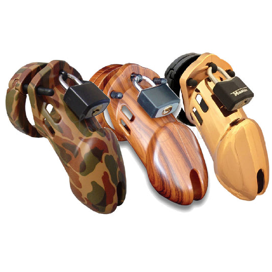 CB-X CB-6000 3.25 Inch Male Chastity Device Designer Collection Wood or Camouflage or Gold [SALE*]